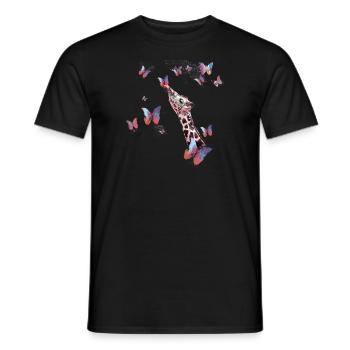 giraffe, schmetterlinge,hals,fliegen,bunt,malerei - Männer T-Shirt - Schwarz - Vorne - AI Model Male 178 light (178cm)