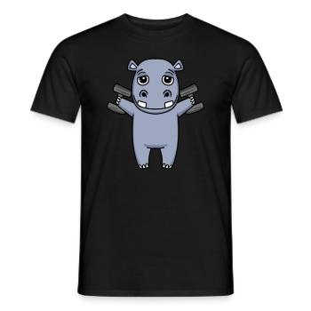 Bodybuilder Hippo Fitness Motivation Gift - Men's T-Shirt - black - Front - AI Model Male 178 light (178cm)