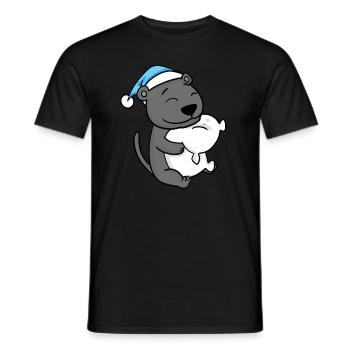 cute black panther with pillow and sleeping cap - Men's T-Shirt - black - Front - AI Model Male 178 light (178cm)