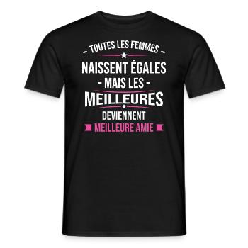 Les meilleures femmes deviennent Meilleure Amie - T-shirt homme - noir - Devant - AI Model Male 178 light (178cm)