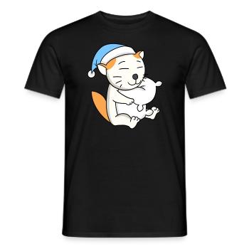 Katze Katzenrasse Selkirk Rex - Männer T-Shirt - Schwarz - Vorne - AI Model Male 178 light (178cm)