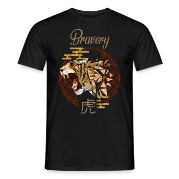 Zodiaque Chinois Animaux Astrologie Géométrique Tigre A - T-shirt homme - noir - Devant - AI Model Male 178 light (178cm)