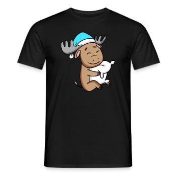 orignal doux avec oreiller et bonnet de couchage - T-shirt homme - noir - Devant - AI Model Male 178 light (178cm)