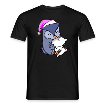 Owl with pillow and sleeping cap - Men's T-Shirt - black - Front - AI Model Male 178 light (178cm)