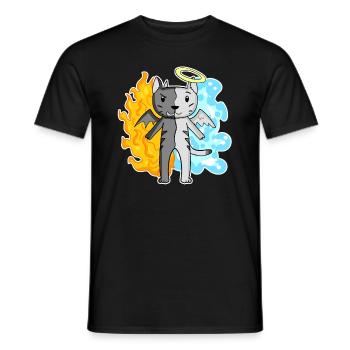 Cat Cat Breed Egyptian Mau Angel and Devil - Men's T-Shirt - black - Front - AI Model Male 178 light (178cm)