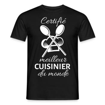 Certifié meilleur cuisinier du monde 1 - T-shirt homme - noir - Devant - AI Model Male 178 light (178cm)