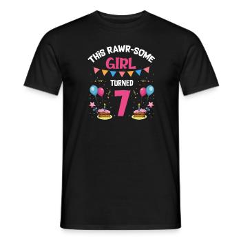 Parasaurolophus Girls Design Birthday Party - Men's T-Shirt - black - Front - AI Model Male 178 light (178cm)