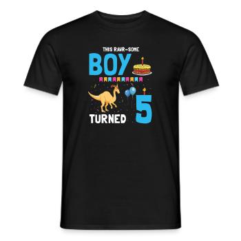 Parasaurolophus Boys Design Birthday Party - Men's T-Shirt - black - Front - AI Model Male 178 light (178cm)