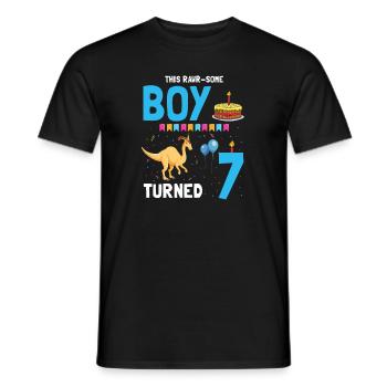 Parasaurolophus Boys Design Birthday Party - Men's T-Shirt - black - Front - AI Model Male 178 light (178cm)