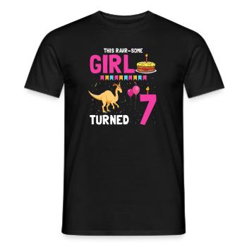 Parasaurolophus Girls Design Birthday Party - Men's T-Shirt - black - Front - AI Model Male 178 light (178cm)