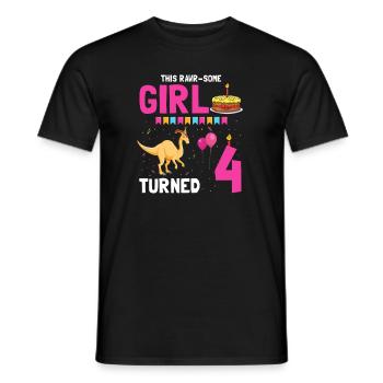 Parasaurolophus Design Dinosaur Birthday - Men's T-Shirt - black - Front - AI Model Male 178 light (178cm)