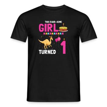 Parasaurolophus Girls Design Birthday Party - Men's T-Shirt - black - Front - AI Model Male 178 light (178cm)