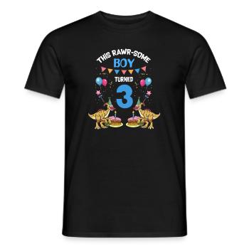 Parasaurolophus Boys Design Birthday Party - Men's T-Shirt - black - Front - AI Model Male 178 light (178cm)