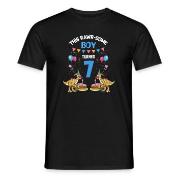 Parasaurolophus Boys Design Birthday Party - Men's T-Shirt - black - Front - AI Model Male 178 light (178cm)