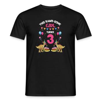 Parasaurolophus Girls Design Birthday Party - Men's T-Shirt - black - Front - AI Model Male 178 light (178cm)
