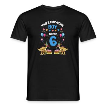 Parasaurolophus Boys Design Birthday Party - Men's T-Shirt - black - Front - AI Model Male 178 light (178cm)