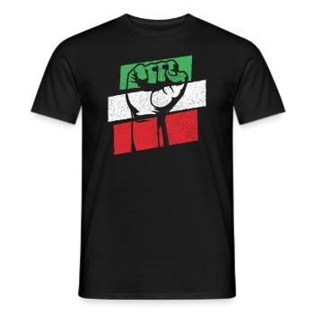Women life freedom support Retro Iran Flag - Men's T-Shirt - black - Front - AI Model Male 178 light (178cm)