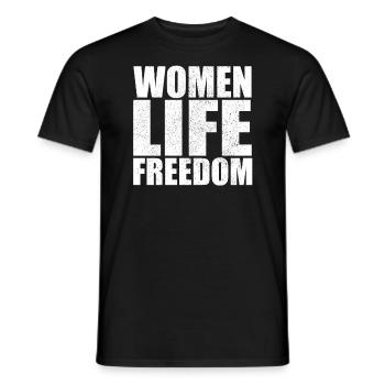 Women life freedom support Iran Women Rights - Men's T-Shirt - black - Front - AI Model Male 178 light (178cm)