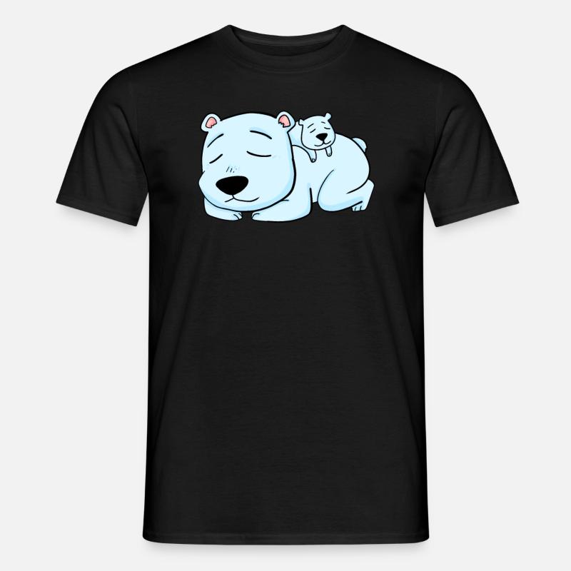 Eisbär mit Baby Eisbär - Männer T-Shirt - Schwarz