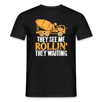 Concrete construction design for construction workers and construction site - Men's T-Shirt - black - Front - AI Model Male 178 light (178cm)