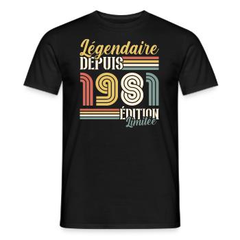 Légendaire Depuis 1981 - T-shirt homme - noir - Devant - AI Model Male 178 light (178cm)