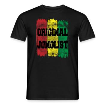 Original Junglist Rouge Jaune Vert DNB Drum n Bass - T-shirt homme - noir - Devant - AI Model Male 178 light (178cm)