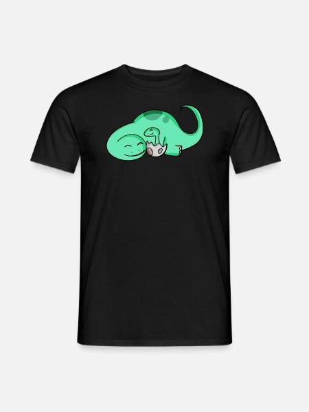 Dinosaur with baby dinosaur - Men's T-Shirt - black
