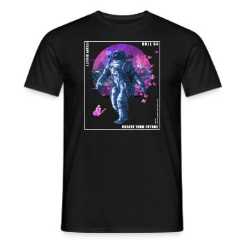 Vaporwave Glitch Retro Astronaut - Männer T-Shirt - Schwarz - Vorne - AI Model Male 178 light (178cm)