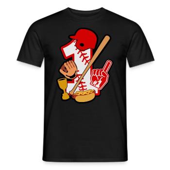 Baseball 1. Geburtstag Party Nummer 1 - 1 Jahre - Männer T-Shirt - Schwarz - Vorne - AI Model Male 178 light (178cm)