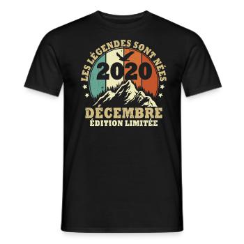 Les légendes sont nées en Décembre 2020 Vintage - T-shirt homme - noir - Devant - AI Model Male 178 light (178cm)