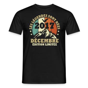 Les légendes sont nées en Décembre 2017 Vintage - T-shirt homme - noir - Devant - AI Model Male 178 light (178cm)