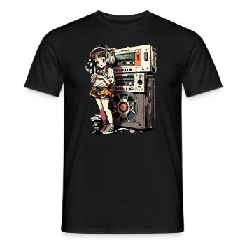 Magnétophone anime Sticker Reel to Reel - T-shirt homme - noir - Devant - AI Model Male 178 light (178cm)