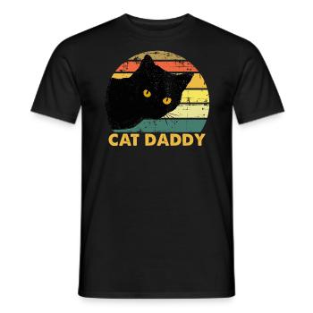 Katze Papa Vintage Katze 80er Jahre Retro Valentinstag - Männer T-Shirt - Schwarz - Vorne - AI Model Male 178 light (178cm)
