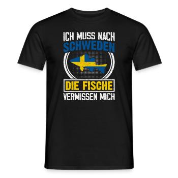 Angelurlaub in Schweden Angeltour Schweden - Männer T-Shirt - Schwarz - Vorne - AI Model Male 178 light (178cm)