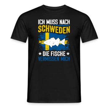 Ich muss nach Schweden die Fische vermissen mich - Männer T-Shirt - Schwarz - Vorne - AI Model Male 178 light (178cm)
