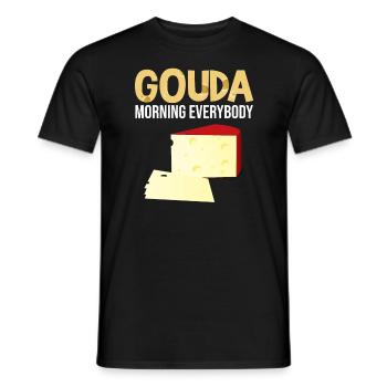 Gouda design pour fromagerie laitière et fromage Gouda - T-shirt homme - noir - Devant - AI Model Male 178 light (178cm)