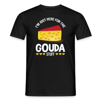 Devis fromagerie pour les amateurs de fromage Gouda et de Gouda - T-shirt homme - noir - Devant - AI Model Male 178 light (178cm)