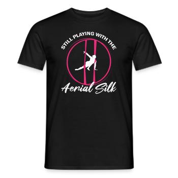 Aerial Silks für Aerial Yoga und Aerial Gymnastics - Männer T-Shirt - Schwarz - Vorne - AI Model Male 178 light (178cm)