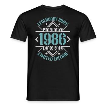 Légendaire depuis janvier 1986 édition limitée - T-shirt homme - noir - Devant - AI Model Male 178 light (178cm)