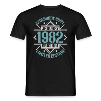Légendaire depuis janvier 1982 édition limitée - T-shirt homme - noir - Devant - AI Model Male 178 light (178cm)
