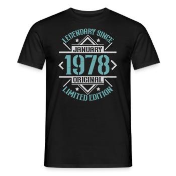 Légendaire depuis janvier 1978 édition limitée - T-shirt homme - noir - Devant - AI Model Male 178 light (178cm)