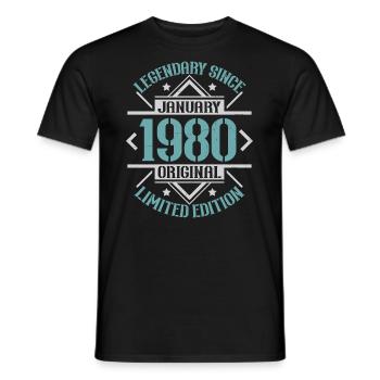 Legendary since January 1980 limited edition - Men's T-Shirt - black - Front - AI Model Male 178 light (178cm)