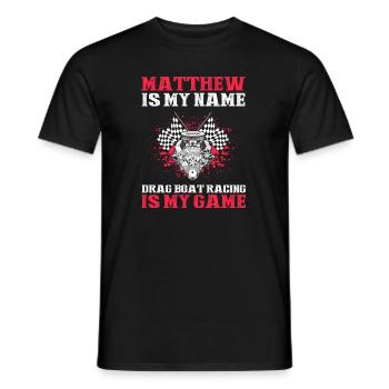 Conception de bateaux de course pour les courses de dragsters - T-shirt homme - noir - Devant - AI Model Male 178 light (178cm)