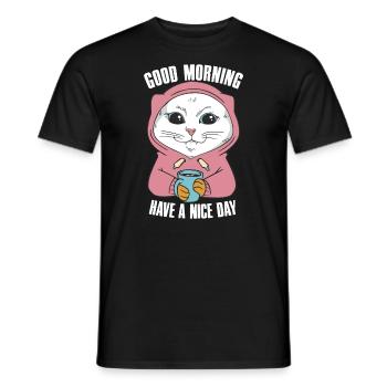 Bonjour Main Coon Cat tenue pour - T-shirt homme - noir - Devant - AI Model Male 178 light (178cm)