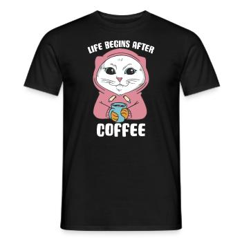 White Main Coon Cat Cat Outfit for - Men's T-Shirt - black - Front - AI Model Male 178 light (178cm)