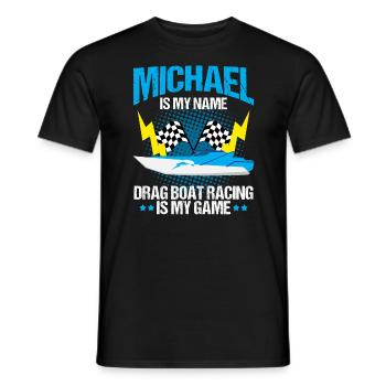 Conception de bateau de traînée pour les conducteurs de bateaux de course - T-shirt homme - noir - Devant - AI Model Male 178 light (178cm)
