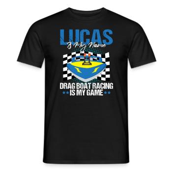 Conception de bateau de traînée pour les conducteurs de bateaux de course - T-shirt homme - noir - Devant - AI Model Male 178 light (178cm)