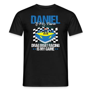Conception de bateau de traînée pour les conducteurs de bateaux de course - T-shirt homme - noir - Devant - AI Model Male 178 light (178cm)