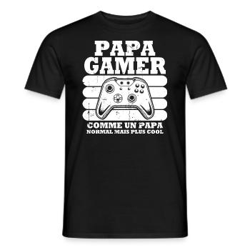 Papa gamer comme un papa normal - T-shirt homme - noir - Devant - AI Model Male 178 light (178cm)