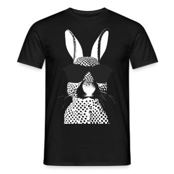 Fashionable Fashion Black and White Rabbit With Glasses - Men's T-Shirt - black - Front - AI Model Male 178 light (178cm)